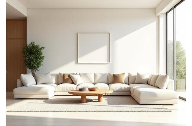 Interno moderno e luminoso di un soggiorno dopo una ristrutturazione, con arredi di design e luce naturale abbondante, simbolo di qualità e attenzione ai dettagli.